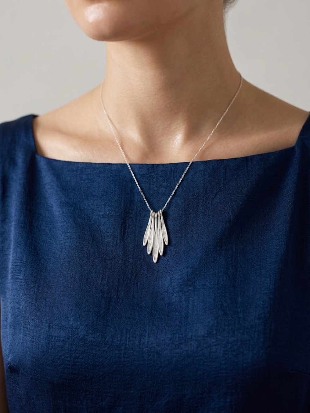 Multi-Petal Pendant Necklace - Silver